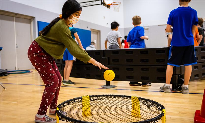 Students play in PE class